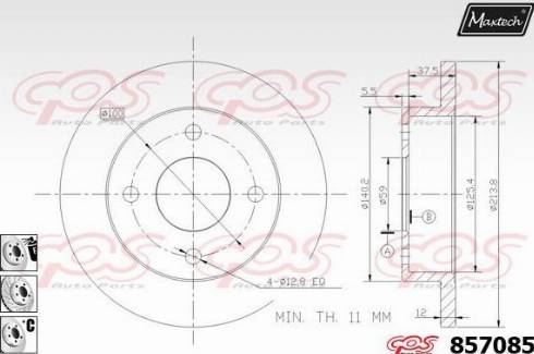 Maxtech 857085.6880 - Тормозной диск autospares.lv