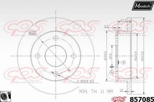 Maxtech 857085.0060 - Тормозной диск autospares.lv