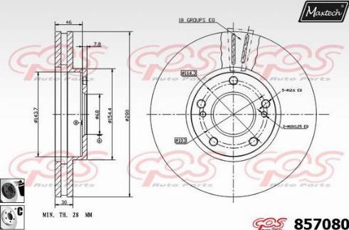 Maxtech 857080.6060 - Тормозной диск autospares.lv