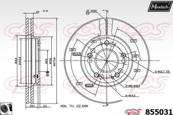 Maxtech 857081 - Тормозной диск autospares.lv