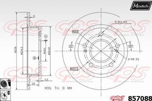 Maxtech 857088.6060 - Тормозной диск autospares.lv