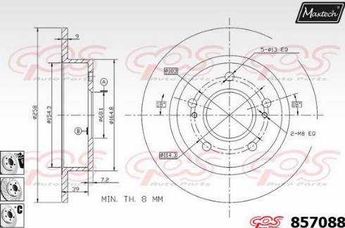 Maxtech 857088.6880 - Тормозной диск autospares.lv