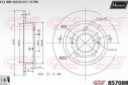 Maxtech 857088.0080 - Тормозной диск autospares.lv