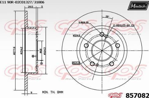 Maxtech 857082.0000 - Тормозной диск autospares.lv