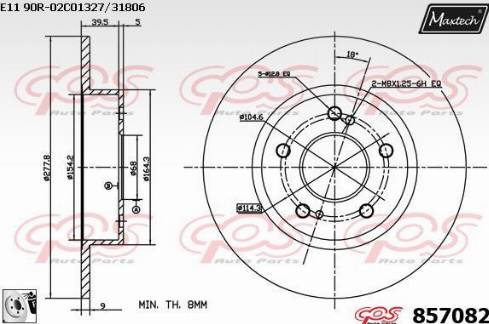 Maxtech 857082.0080 - Тормозной диск autospares.lv