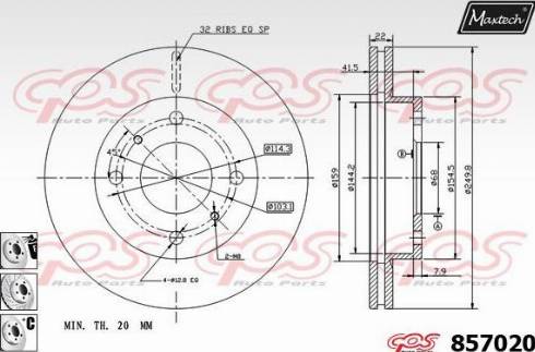 Maxtech 857020.6980 - Тормозной диск autospares.lv