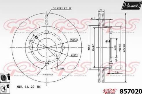 Maxtech 857020.6060 - Тормозной диск autospares.lv