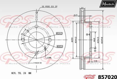 Maxtech 857020.0000 - Тормозной диск autospares.lv