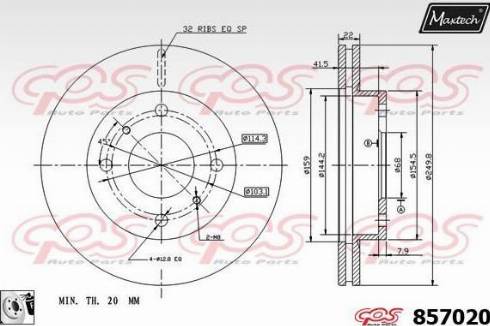 Maxtech 857020.0080 - Тормозной диск autospares.lv