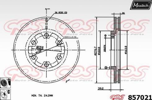 Maxtech 857021.6060 - Тормозной диск autospares.lv