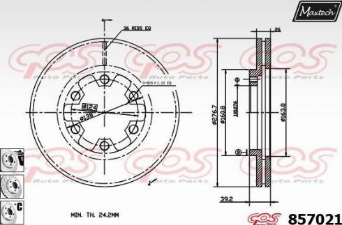 Maxtech 857021.6880 - Тормозной диск autospares.lv