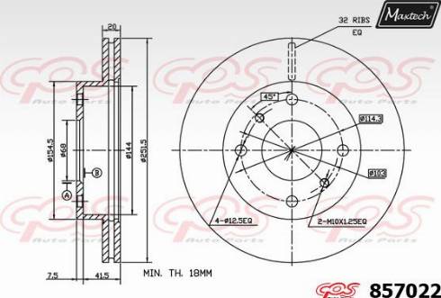 Maxtech 857022.0000 - Тормозной диск autospares.lv