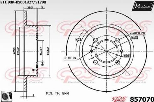 Maxtech 857070.0060 - Тормозной диск autospares.lv