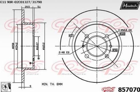 Maxtech 857070.0080 - Тормозной диск autospares.lv