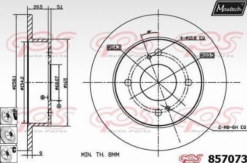 Maxtech 857073.6880 - Тормозной диск autospares.lv