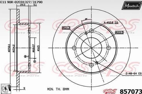 Maxtech 857073.0080 - Тормозной диск autospares.lv