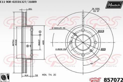 Maxtech 857072.0060 - Тормозной диск autospares.lv