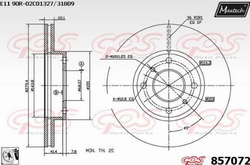 Maxtech 857072.0080 - Тормозной диск autospares.lv