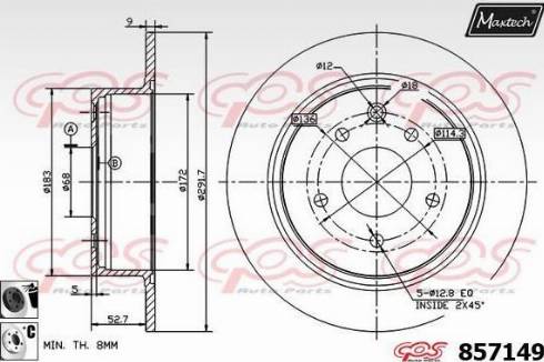 Maxtech 857149.6060 - Тормозной диск autospares.lv