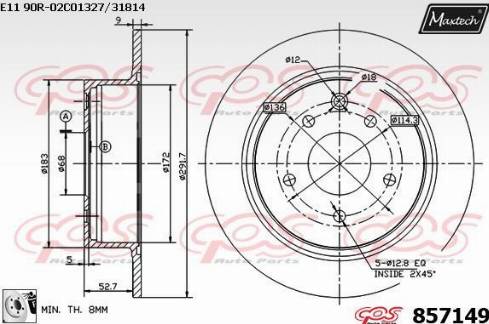 Maxtech 857149.0080 - Тормозной диск autospares.lv