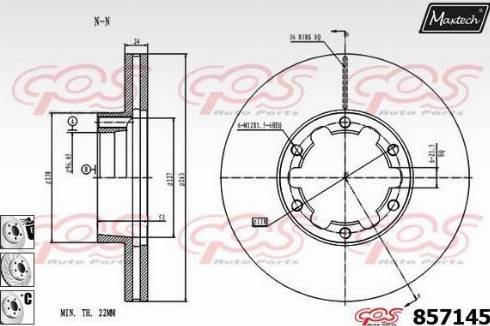 Maxtech 857145.6880 - Тормозной диск autospares.lv