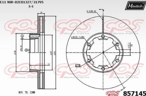 Maxtech 857145.0000 - Тормозной диск autospares.lv