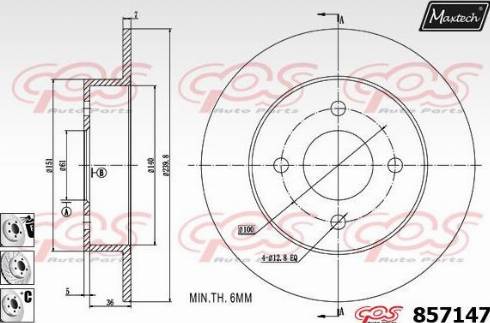 Maxtech 857147.6980 - Тормозной диск autospares.lv