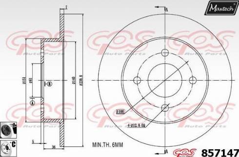 Maxtech 857147.6060 - Тормозной диск autospares.lv