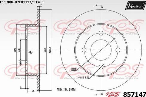 Maxtech 857147.0000 - Тормозной диск autospares.lv