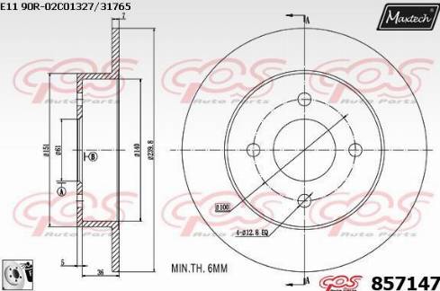 Maxtech 857147.0080 - Тормозной диск autospares.lv