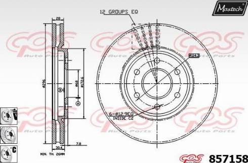 Maxtech 857158.6880 - Тормозной диск autospares.lv