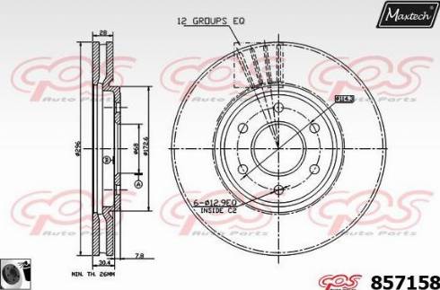 Maxtech 857158.0060 - Тормозной диск autospares.lv