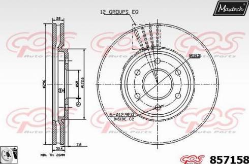 Maxtech 857158.0080 - Тормозной диск autospares.lv