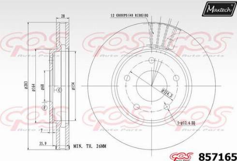 Maxtech 857165.0000 - Тормозной диск autospares.lv