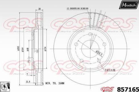 Maxtech 857165.0080 - Тормозной диск autospares.lv