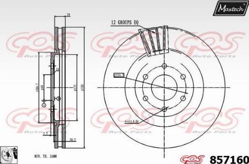 Maxtech 857160.0080 - Тормозной диск autospares.lv