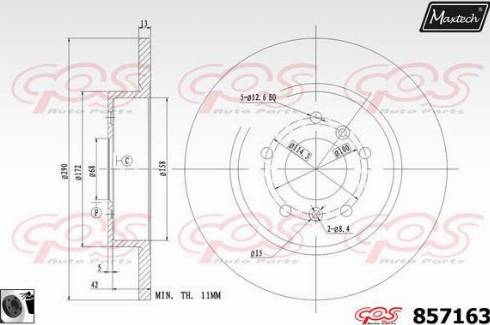 Maxtech 857163.0060 - Тормозной диск autospares.lv