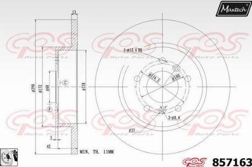 Maxtech 857163.0080 - Тормозной диск autospares.lv