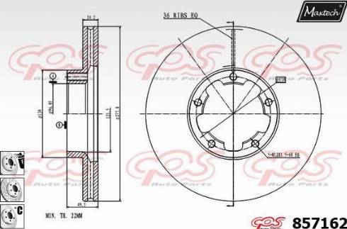 Maxtech 857162.6980 - Тормозной диск autospares.lv