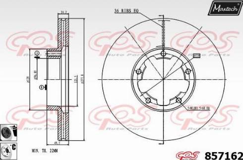 Maxtech 857162.6060 - Тормозной диск autospares.lv