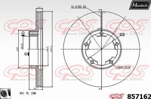 Maxtech 857162.0060 - Тормозной диск autospares.lv