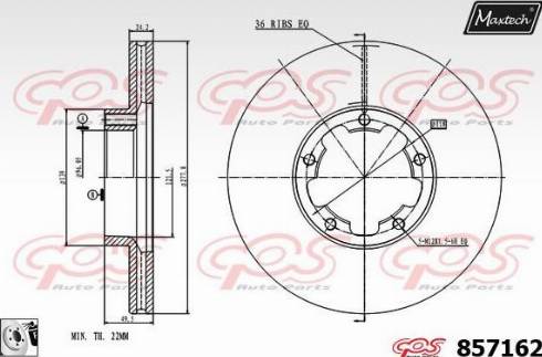 Maxtech 857162.0080 - Тормозной диск autospares.lv