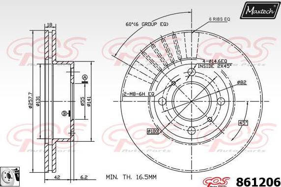 Maxtech 857162 - Тормозной диск autospares.lv