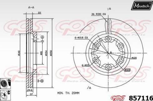 Maxtech 857116.6060 - Тормозной диск autospares.lv