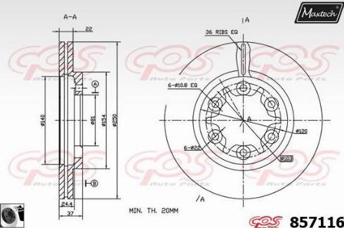 Maxtech 857116.0060 - Тормозной диск autospares.lv