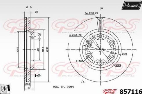 Maxtech 857116.0080 - Тормозной диск autospares.lv