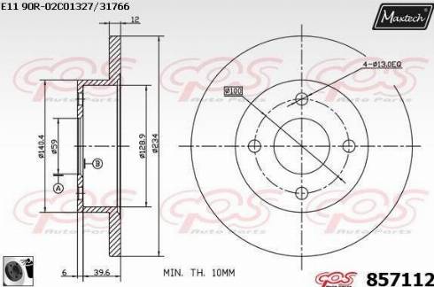 Maxtech 857112.0060 - Тормозной диск autospares.lv