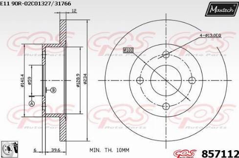 Maxtech 857112.0080 - Тормозной диск autospares.lv