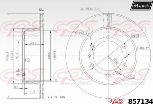 Maxtech 857134.0000 - Тормозной диск autospares.lv