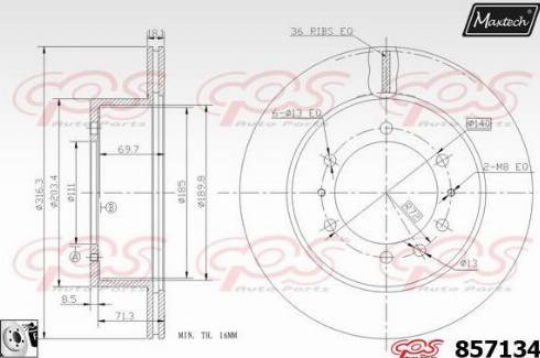 Maxtech 857134.0080 - Тормозной диск autospares.lv